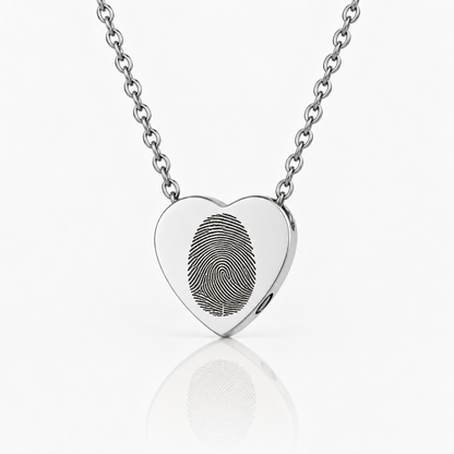 Silver Fingerprint Heart Urn Necklace