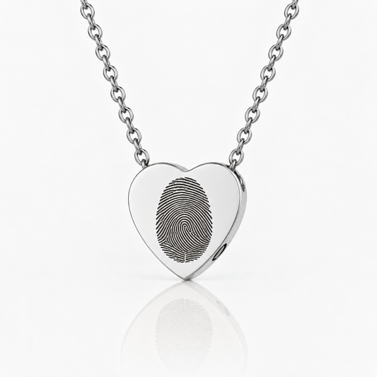 Silver Fingerprint Heart Urn Necklace