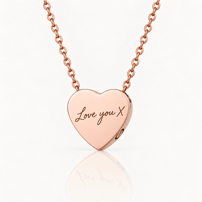 Rose Gold Handwriting Heart Urn Necklace