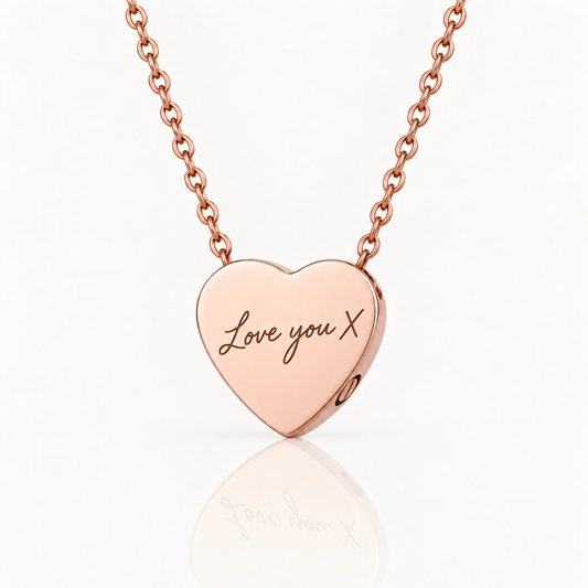 Rose Gold Handwriting Heart Urn Necklace